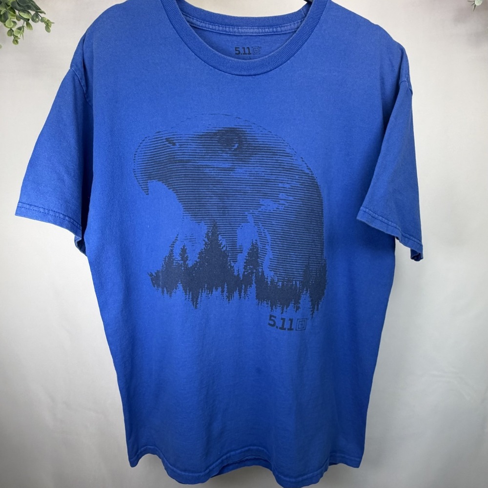 5.11 Tactical Mens L Blue‎ 100% Cotton Eagle Graphic T-Shirt